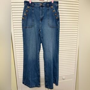 Curvy Wide Leg High Rise Jean with Buttons
